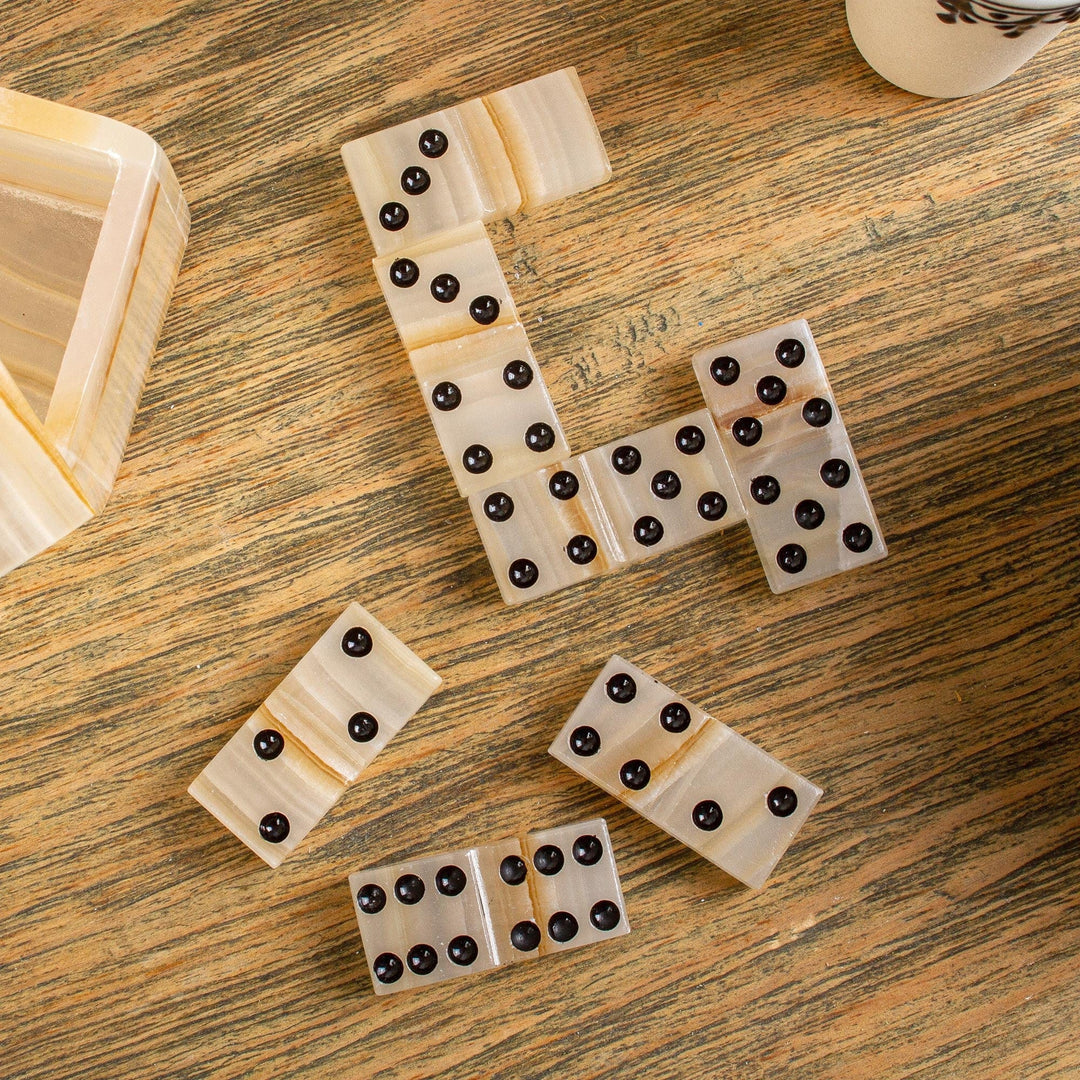 Beige Onyx Domino Set from Mexico - Never Lose