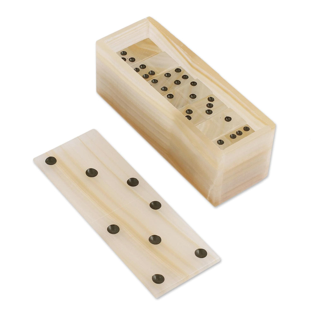 Beige Onyx Domino Set from Mexico - Never Lose