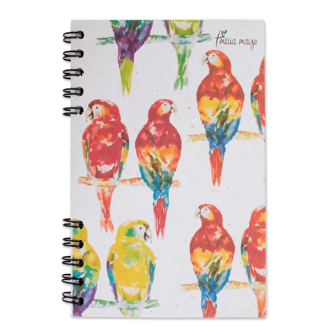 Signed Parrot-Themed Paper Journal from Costa Rica - Parrot Colors