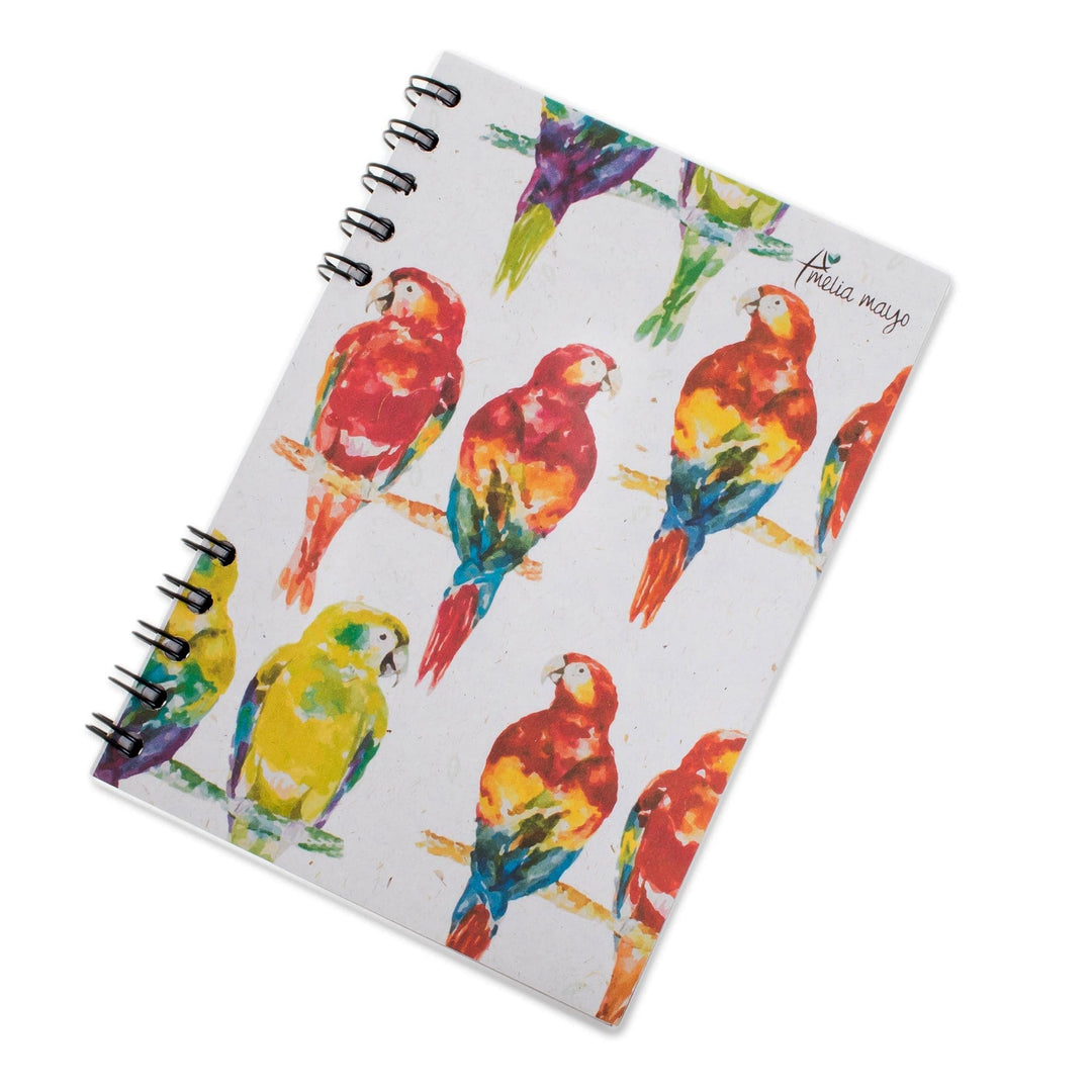 Signed Parrot-Themed Paper Journal from Costa Rica - Parrot Colors