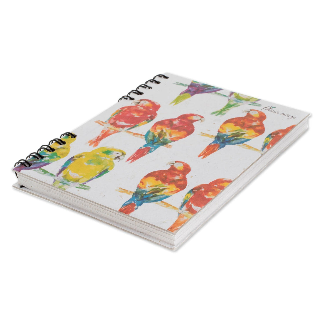 Signed Parrot-Themed Paper Journal from Costa Rica - Parrot Colors