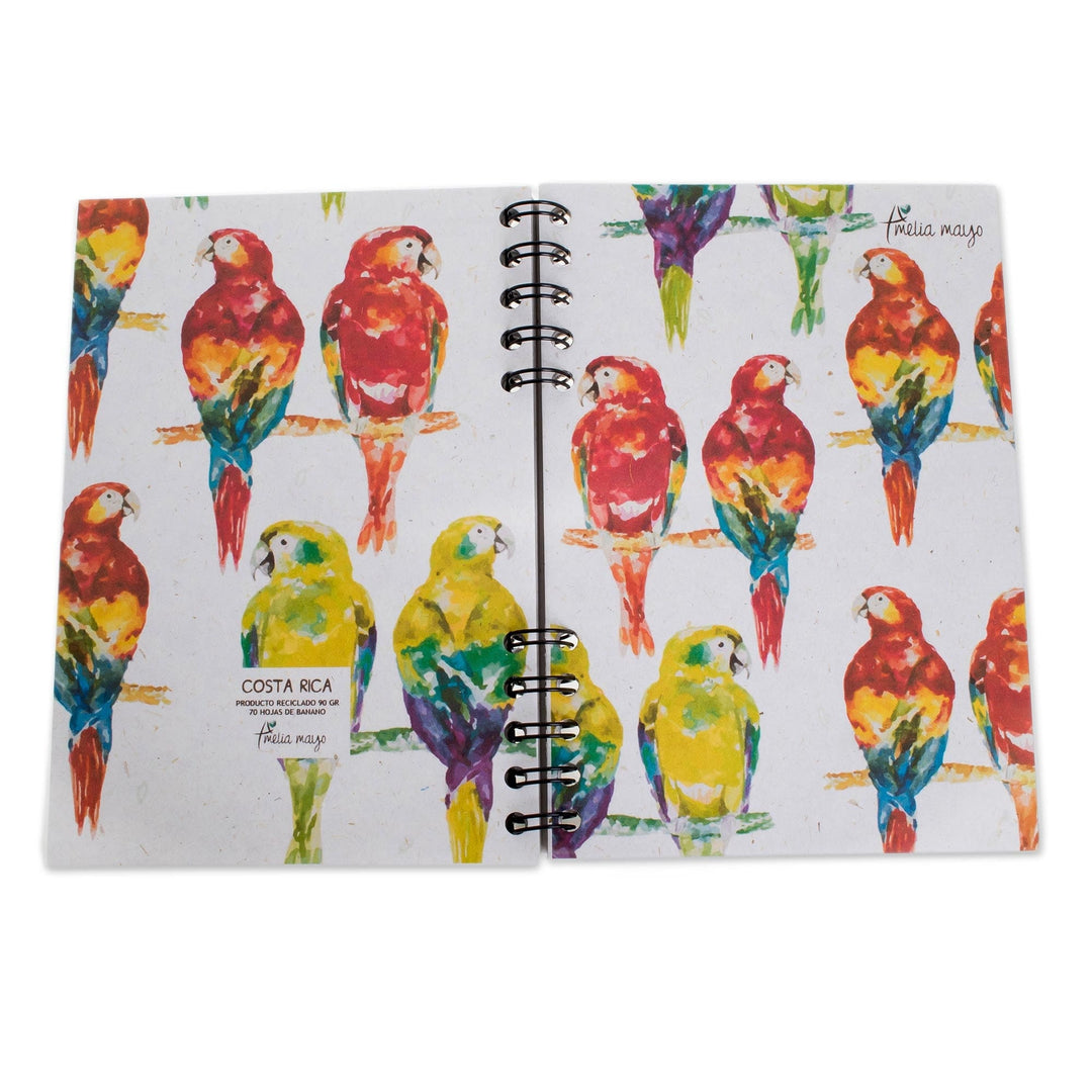 Signed Parrot-Themed Paper Journal from Costa Rica - Parrot Colors