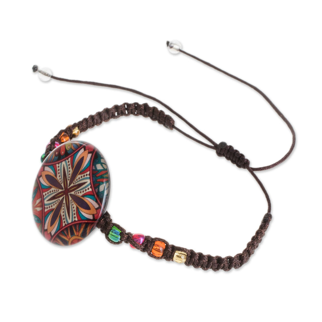 Multicolored Glass Beaded Macrame Pendant Bracelet - Vibrant Kaleidoscope