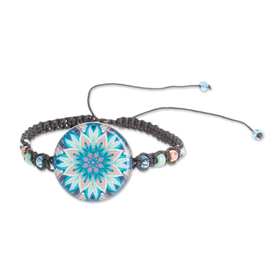 Floral Glass Beaded Macrame Pendant Bracelet - Magnificent Bloom