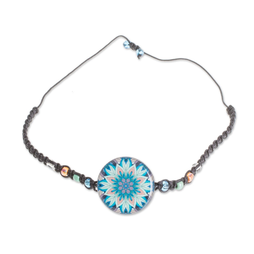 Floral Glass Beaded Macrame Pendant Bracelet - Magnificent Bloom