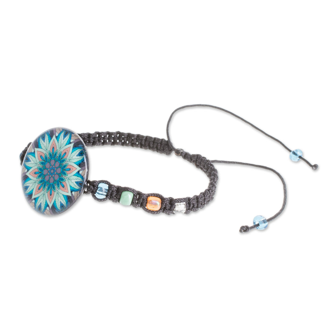 Floral Glass Beaded Macrame Pendant Bracelet - Magnificent Bloom
