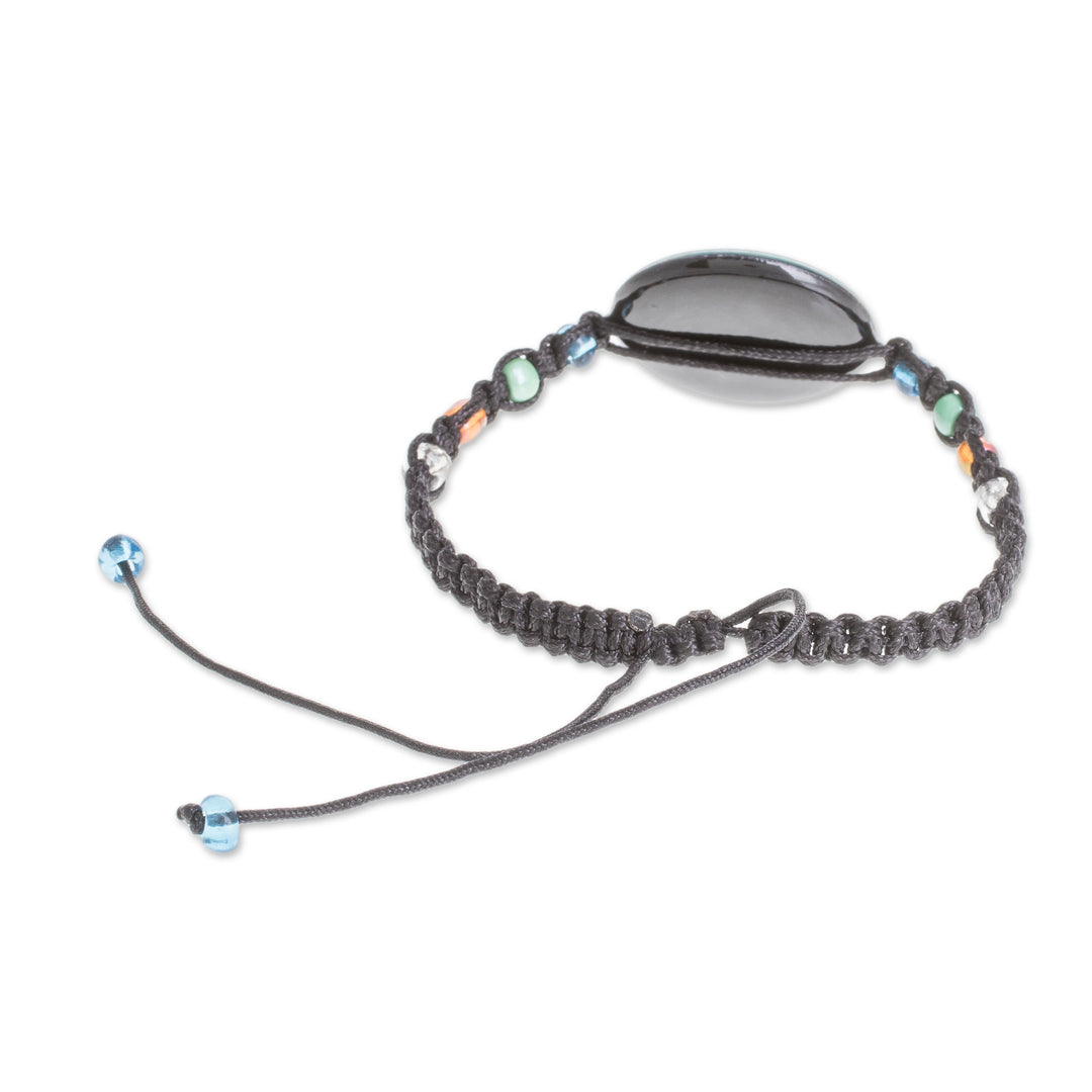 Floral Glass Beaded Macrame Pendant Bracelet - Magnificent Bloom