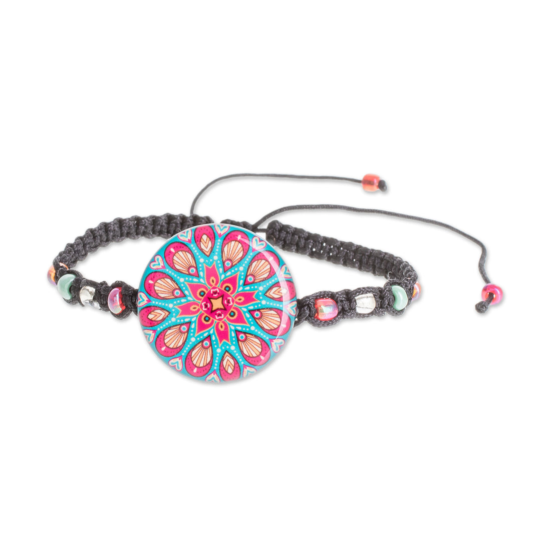 Colorful Glass Beaded Macrame Pendant Bracelet - Mesmerizing Colors