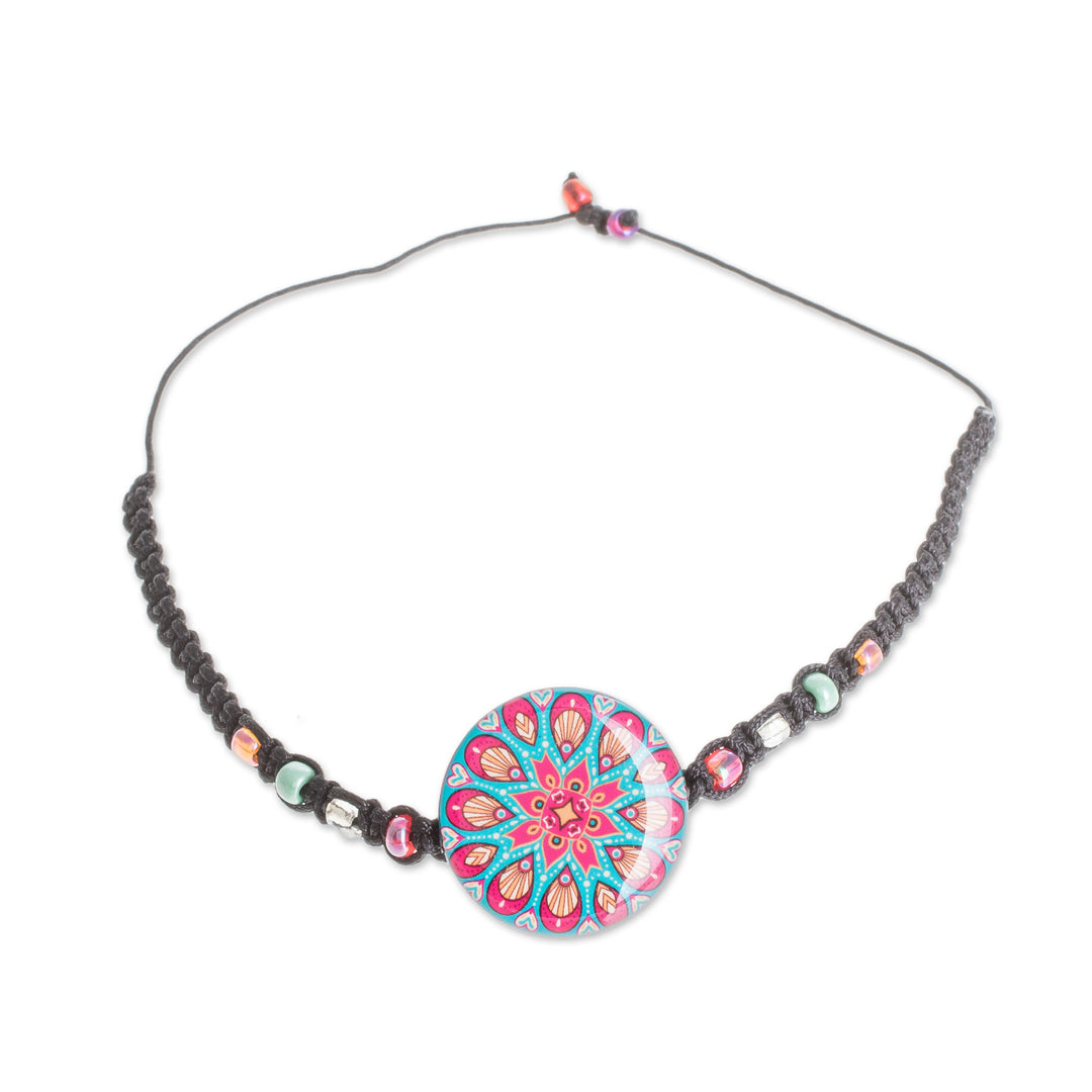 Colorful Glass Beaded Macrame Pendant Bracelet - Mesmerizing Colors