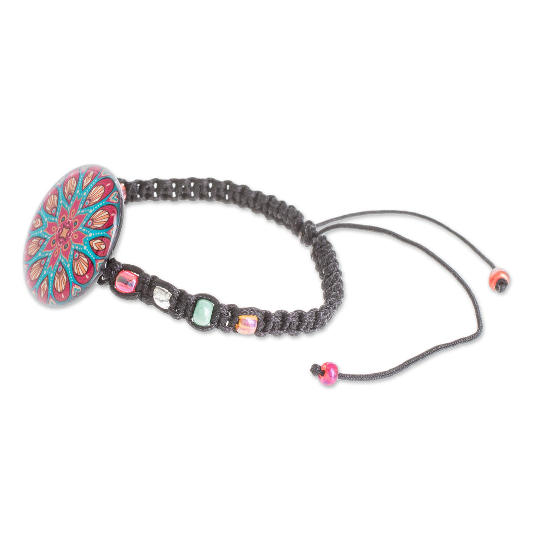 Colorful Glass Beaded Macrame Pendant Bracelet - Mesmerizing Colors