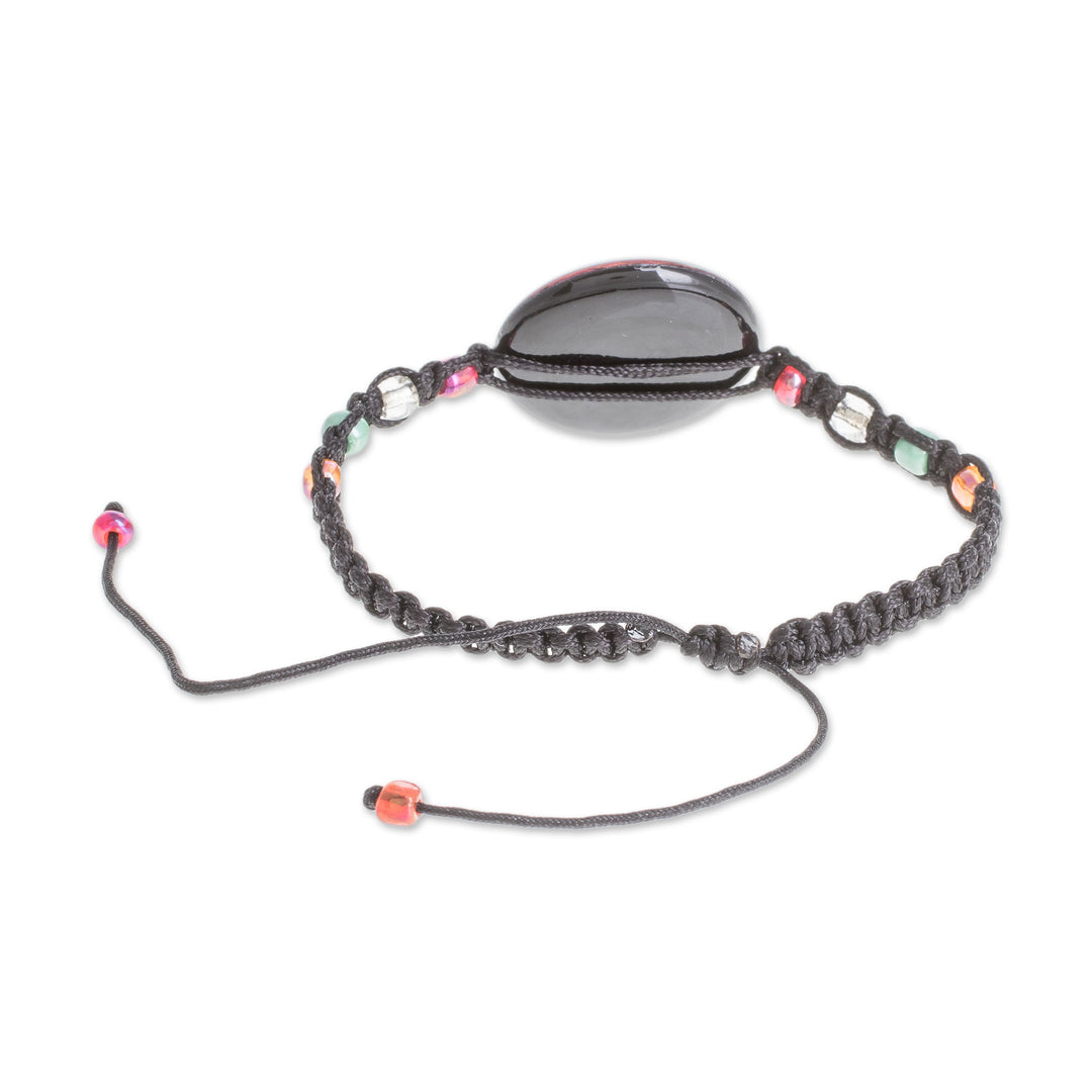 Colorful Glass Beaded Macrame Pendant Bracelet - Mesmerizing Colors