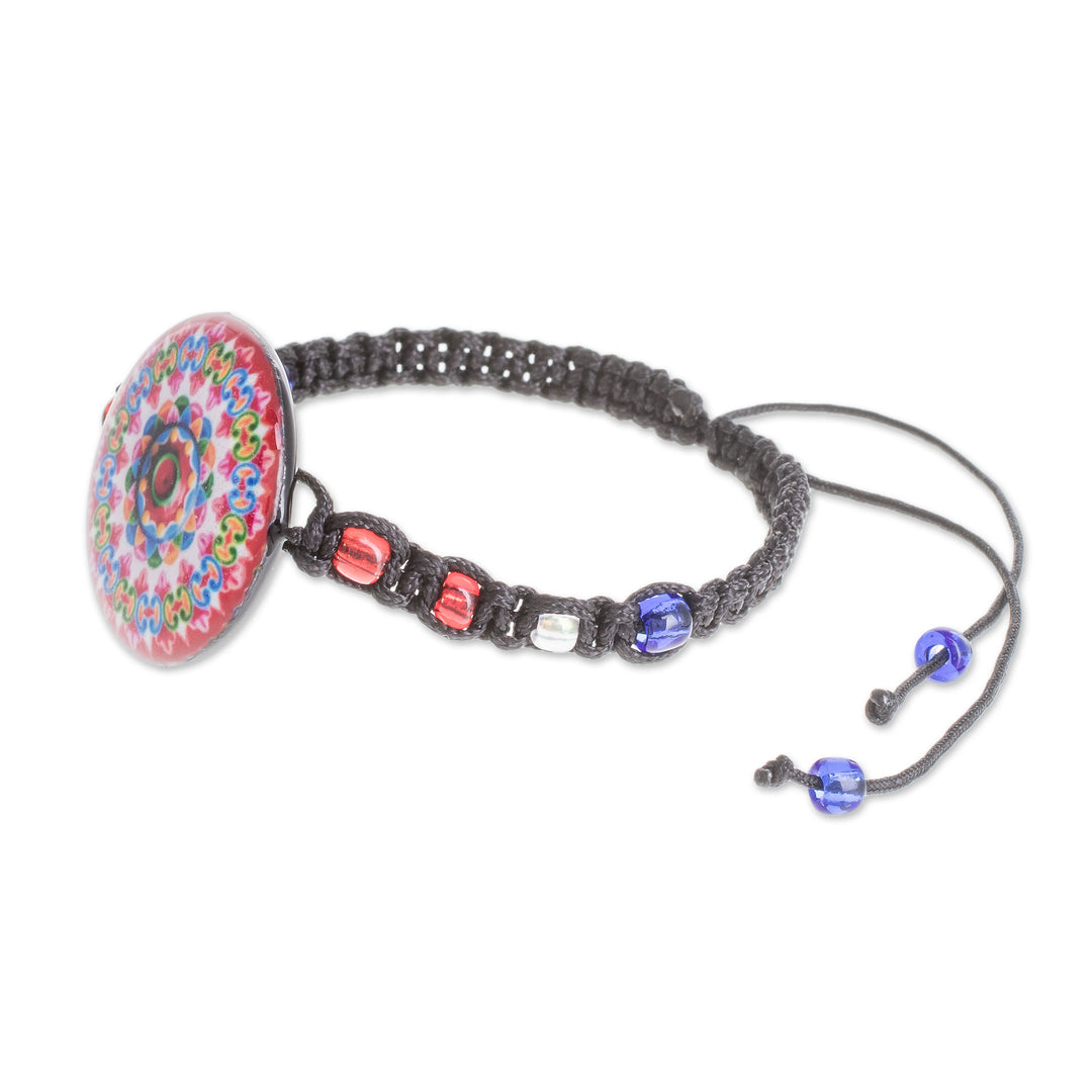Kaleidoscopic Glass Beaded Macrame Pendant Bracelet - Mesmerizing Kaleidoscope