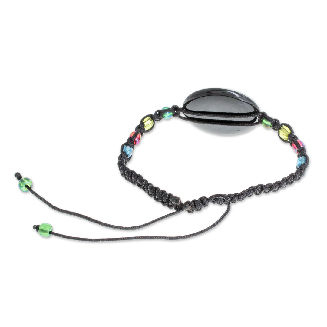 Toucan Glass Beaded Macrame Pendant Bracelet from Costa Rica - Rainbow-Billed Toucan