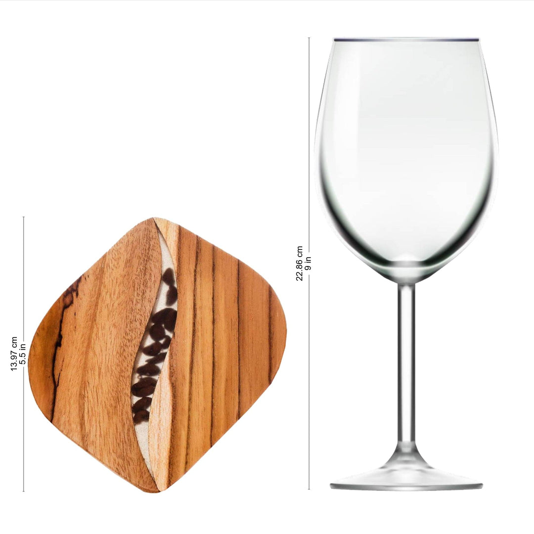 Coffee-Themed Teak Wood Coasters from Costa Rica (Set of 4) - Coffee Morning