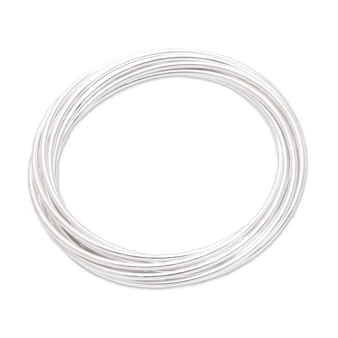 Sterling Silver Bangle Bracelet with 10 Bands from Bali - Fortified Union