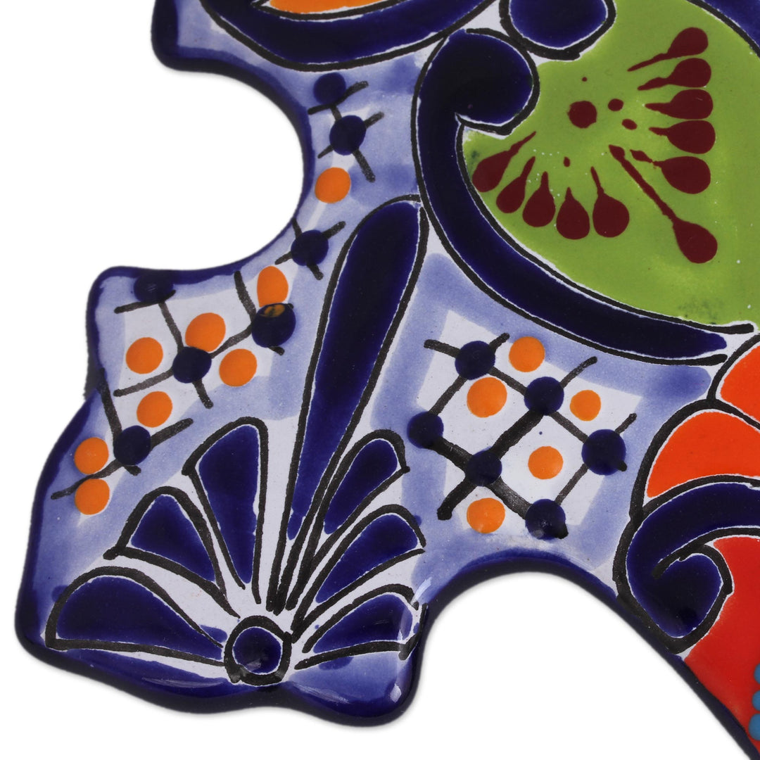 Hand-Painted Ceramic Wall Cross from Mexico - Hacienda Faith