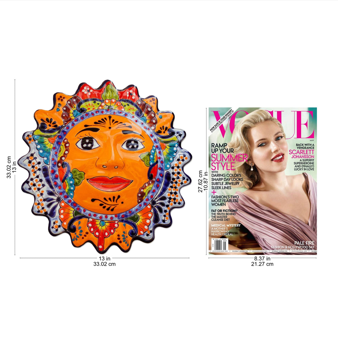 Hand-Painted Ceramic Sun Wall Sculpture from Mexico - Luz del Sol