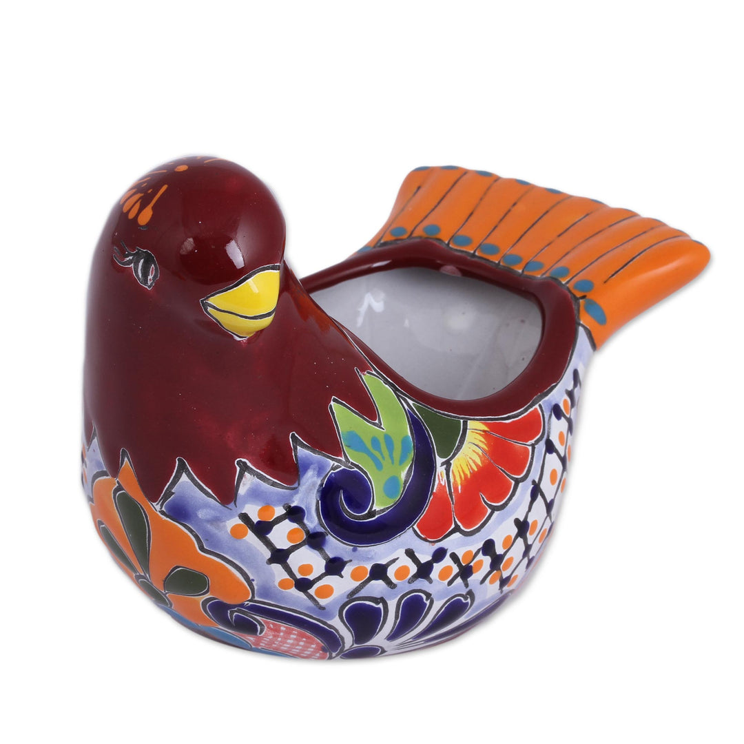 Hand-Painted Ceramic Dove Flower Pot from Mexico - Sweet Dove