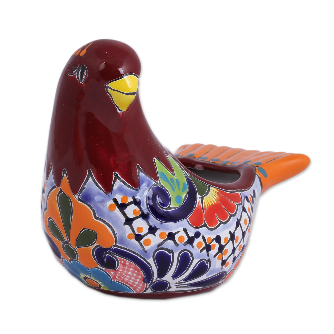 Hand-Painted Ceramic Dove Flower Pot from Mexico - Sweet Dove