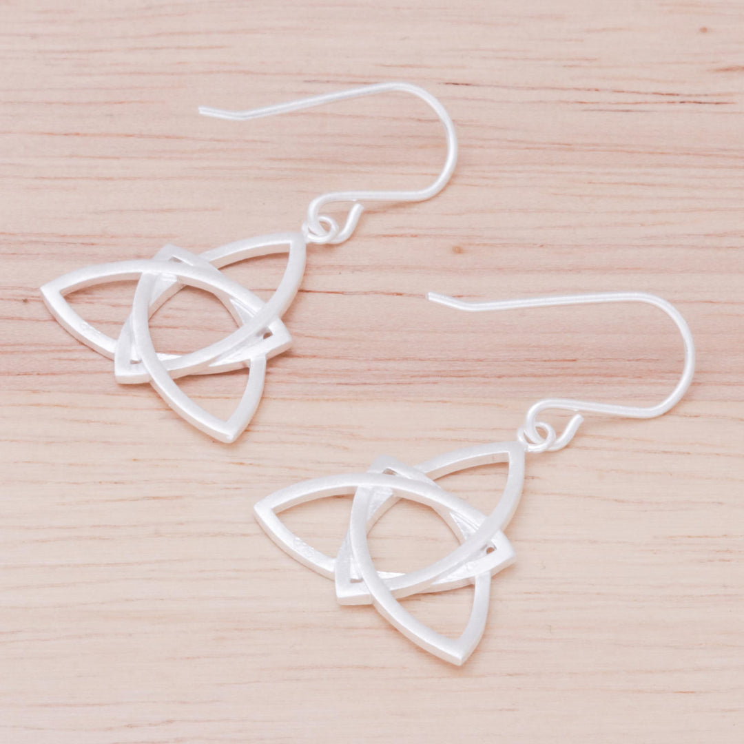 Openwork Sterling Silver Dangle Earrings from Thailand - Harmonious Shapes