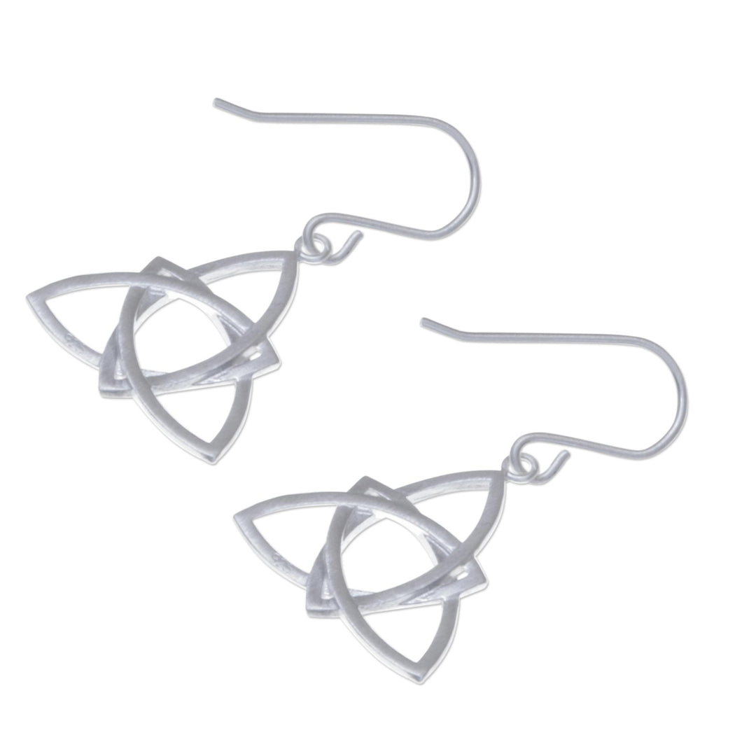 Openwork Sterling Silver Dangle Earrings from Thailand - Harmonious Shapes