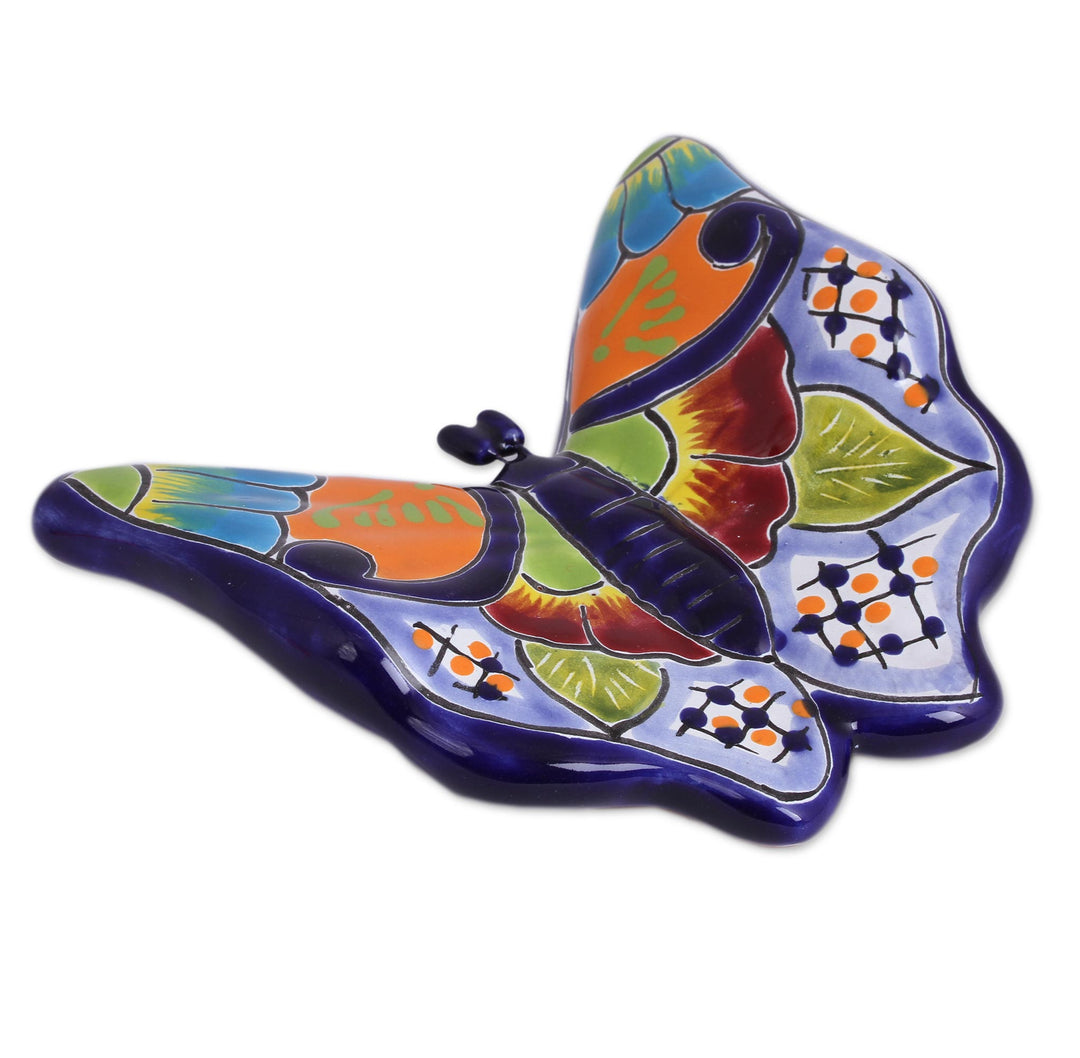 Hand-Painted Ceramic Butterfly Wall Sculpture from Mexico - Hacienda Butterfly
