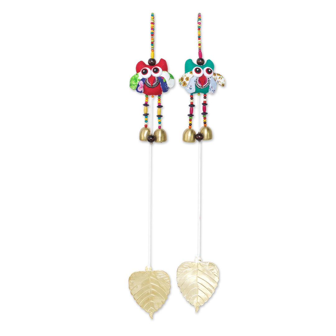 Handmade Owl-Themed Cotton Mobiles from Thailand (Pair) - Ringing Owls