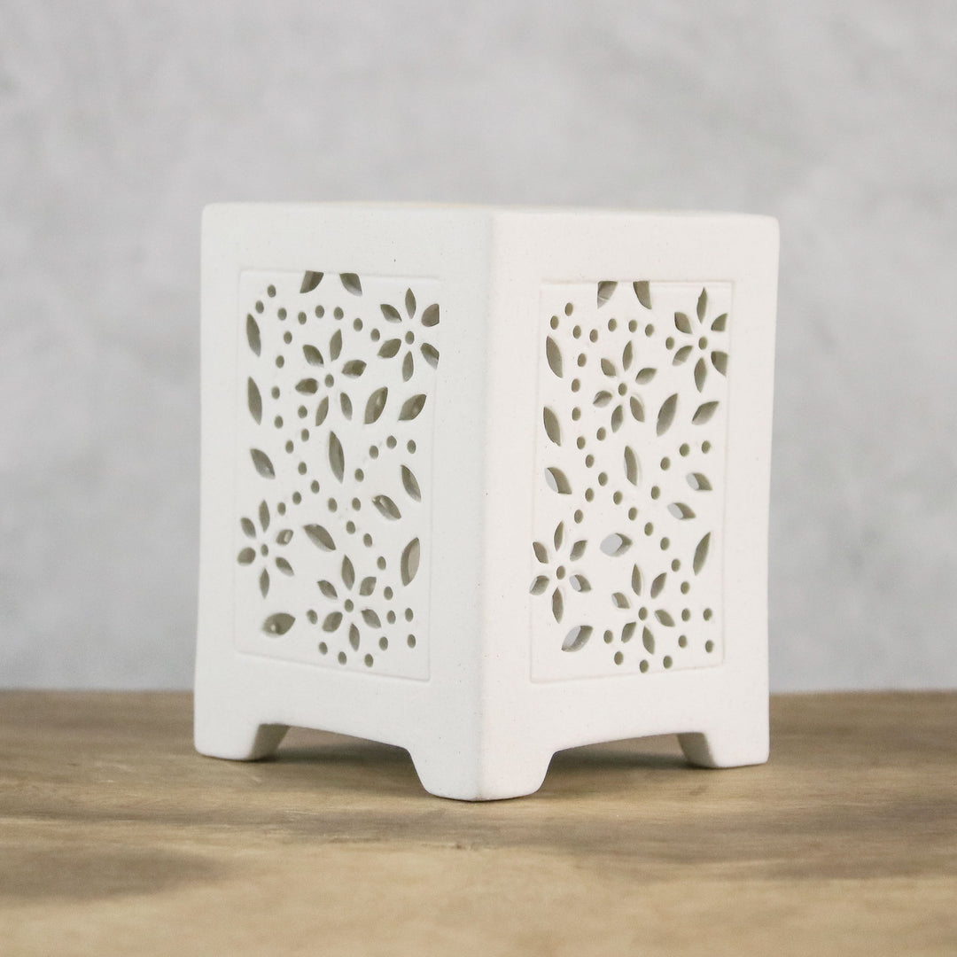 Crackled Ceramic Oil Warmer from Thailand - Garden Fresh