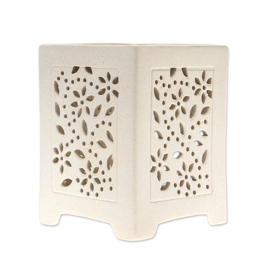 Crackled Ceramic Oil Warmer from Thailand - Garden Fresh