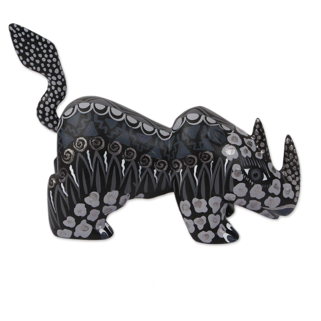 Copal Wood Alebrije Rhino Figurine in Grey from Mexico - Grey Rhino