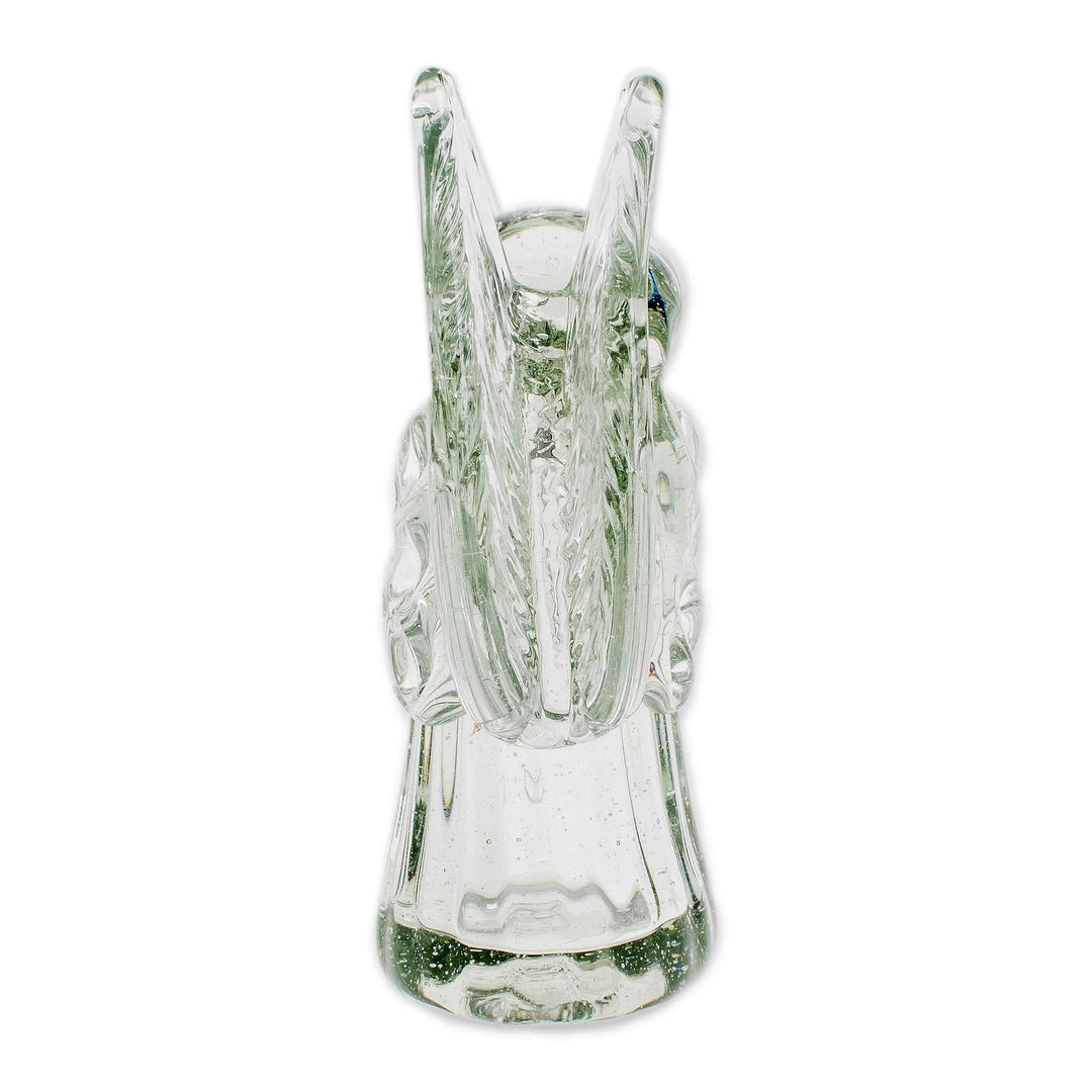 Handblown Recycled Glass Angel Figurine from Guatemala - Crystalline Angel