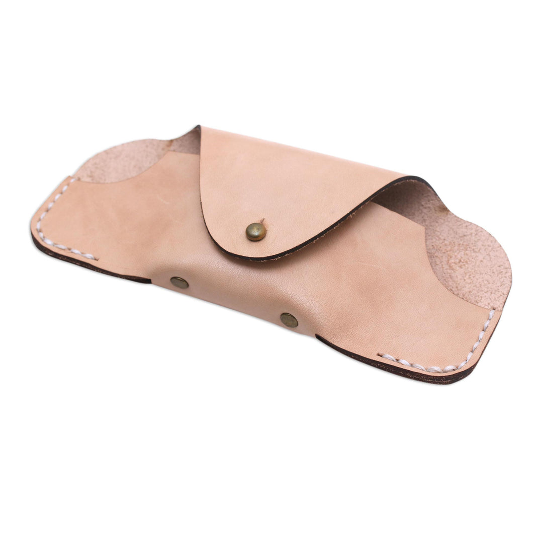 Handcrafted Leather Eyeglasses Case in Parchment from Java - Simple Parchment