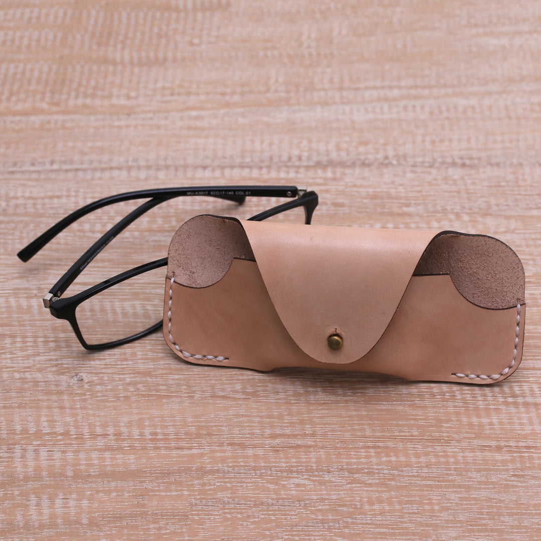 Handcrafted Leather Eyeglasses Case in Parchment from Java - Simple Parchment