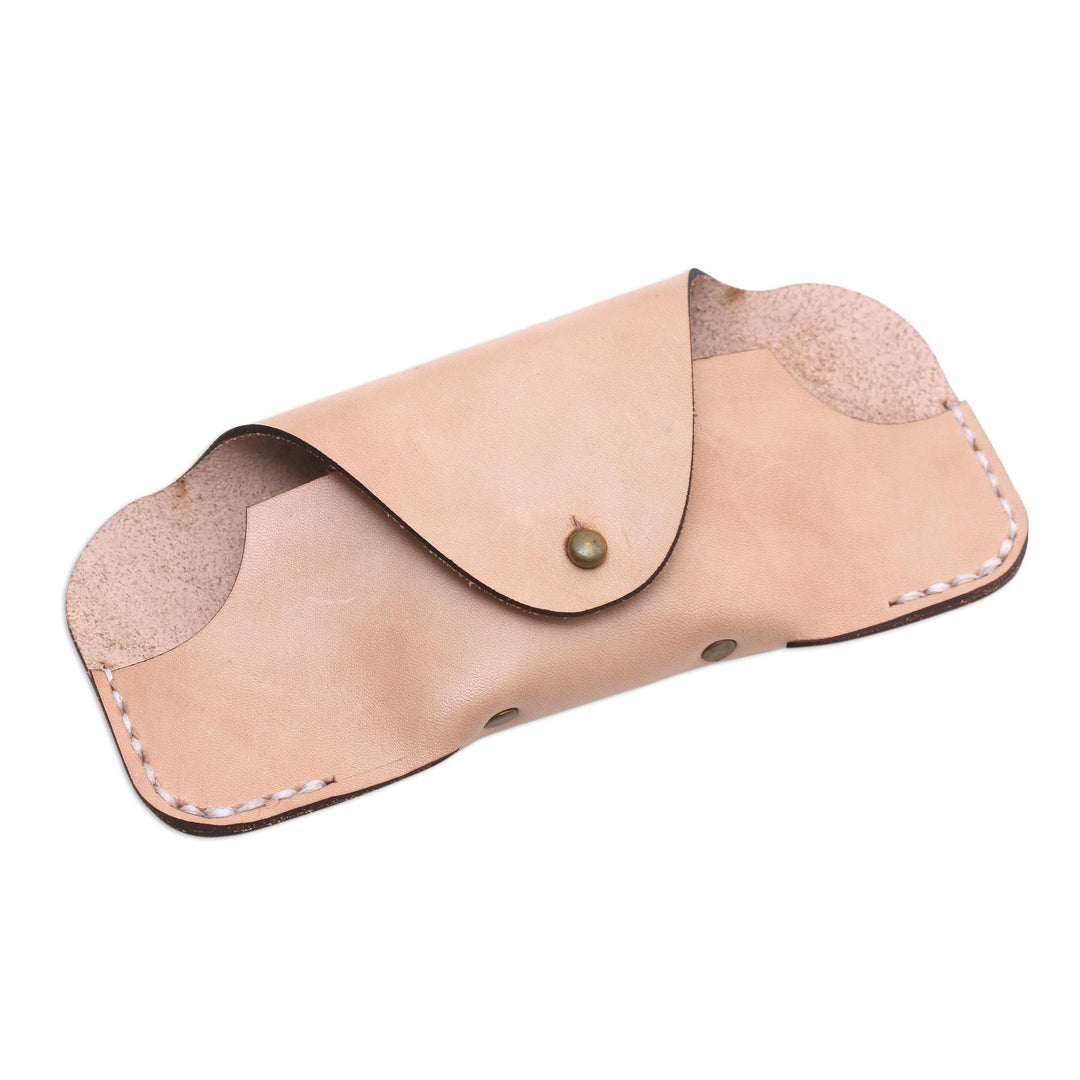 Handcrafted Leather Eyeglasses Case in Parchment from Java - Simple Parchment