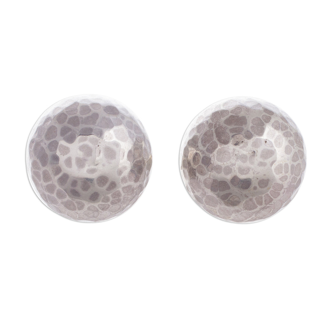 Combination Finish Sterling Silver Stud Earrings from Peru - Modern Moons