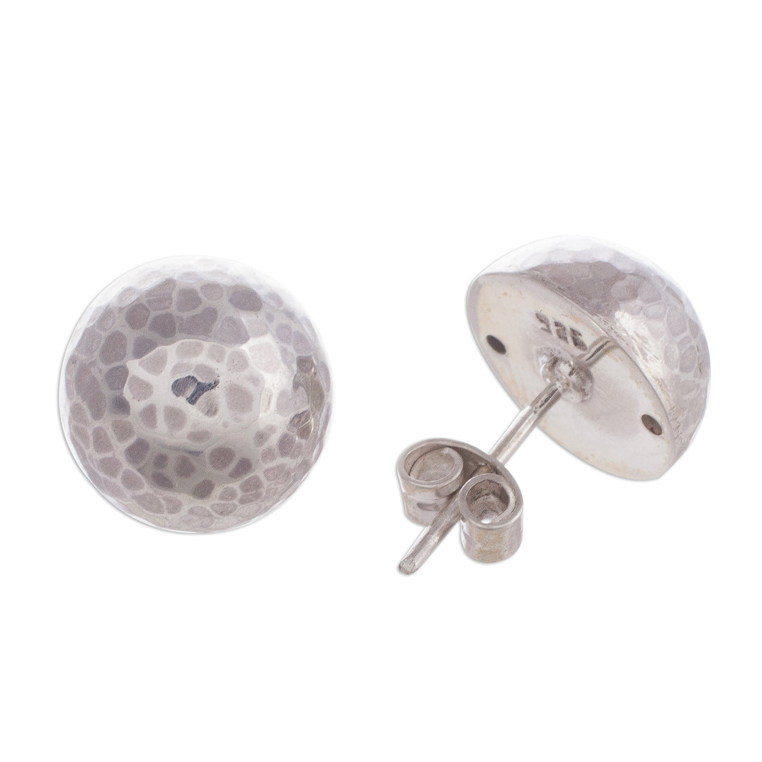 Combination Finish Sterling Silver Stud Earrings from Peru - Modern Moons