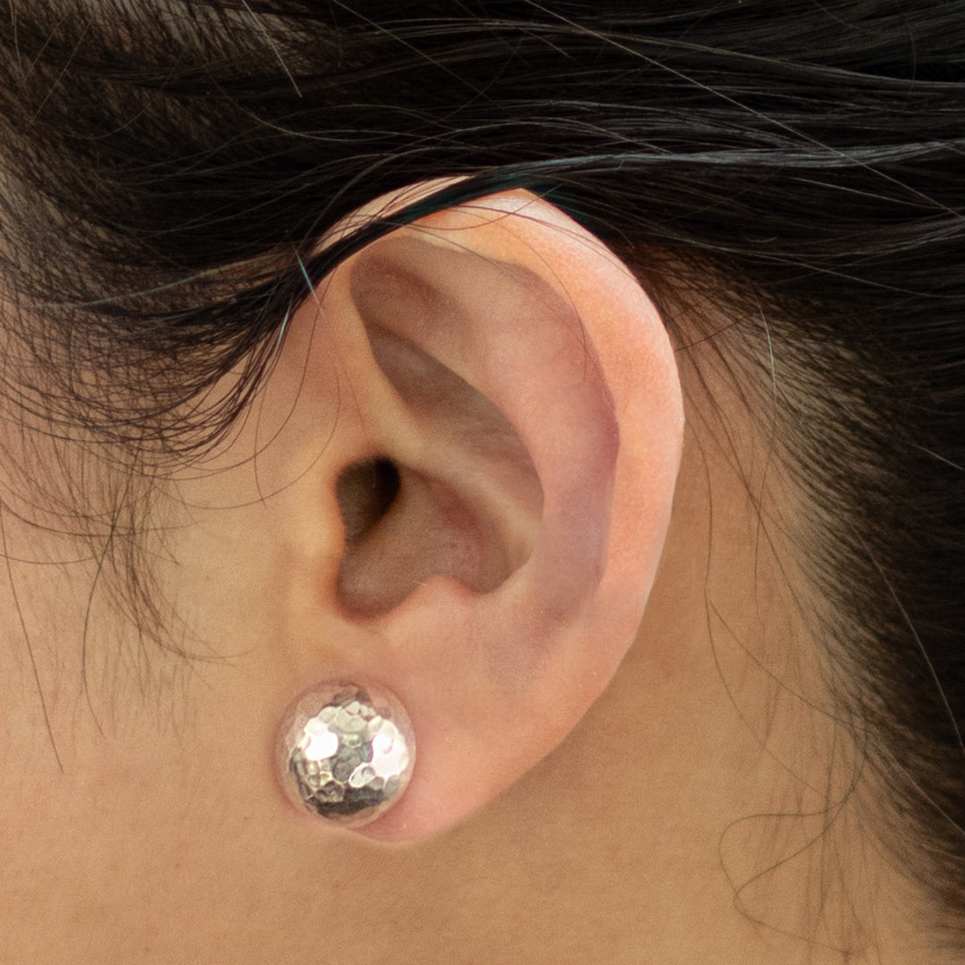 Combination Finish Sterling Silver Stud Earrings from Peru - Modern Moons