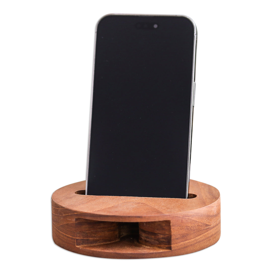 Round Reclaimed Wood Phone Speaker from Thailand - Modern Sound