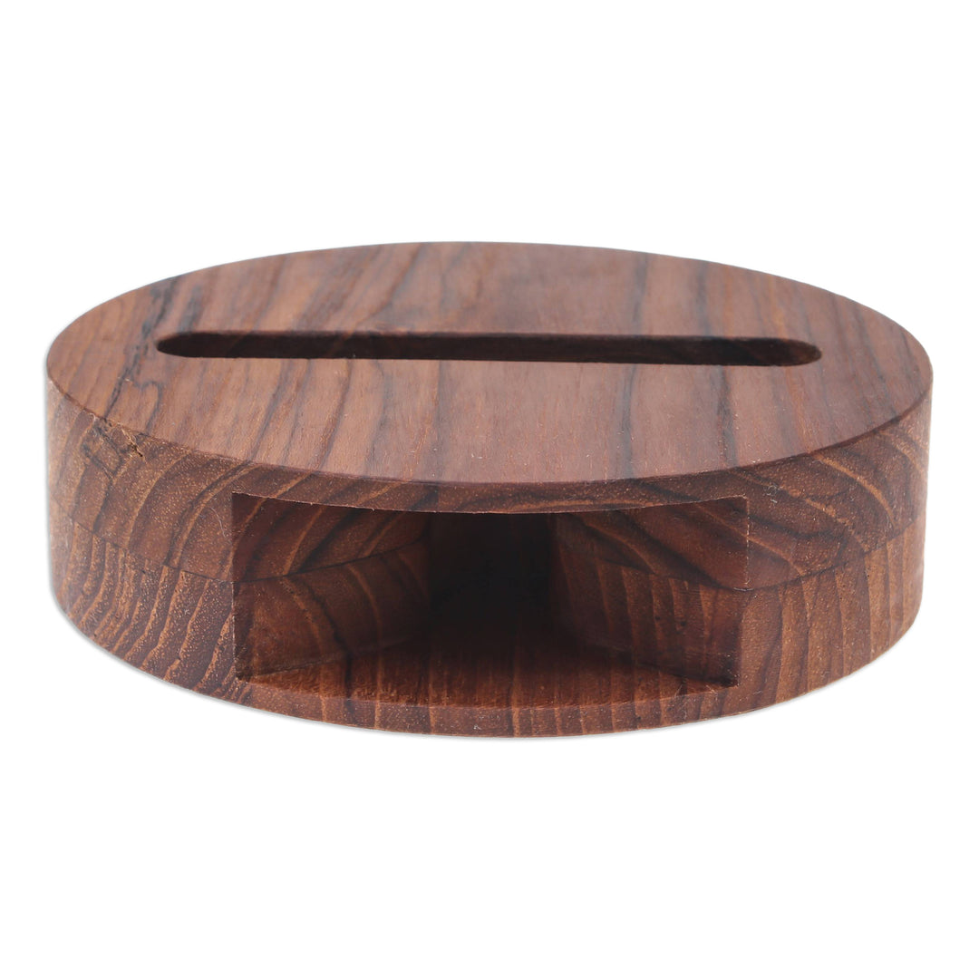 Round Reclaimed Wood Phone Speaker from Thailand - Modern Sound