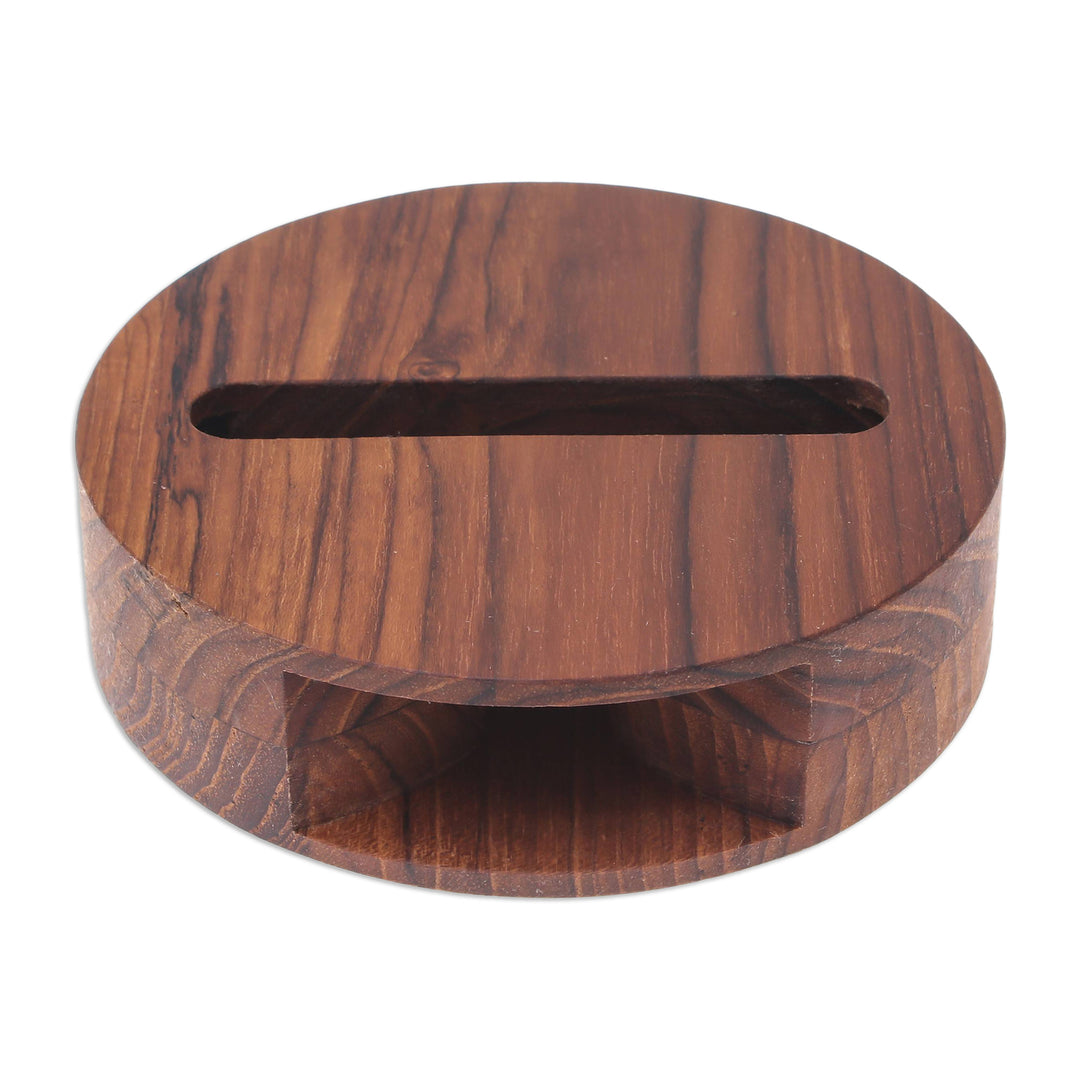 Round Reclaimed Wood Phone Speaker from Thailand - Modern Sound