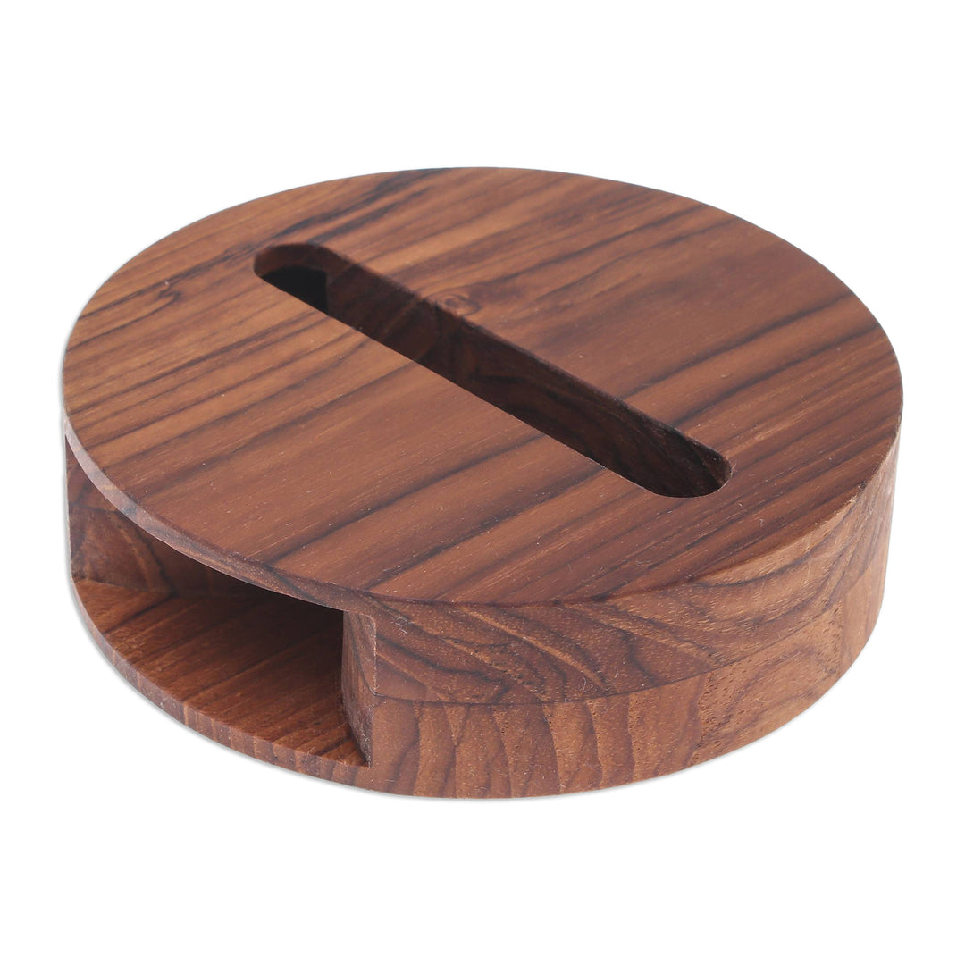 Round Reclaimed Wood Phone Speaker from Thailand - Modern Sound