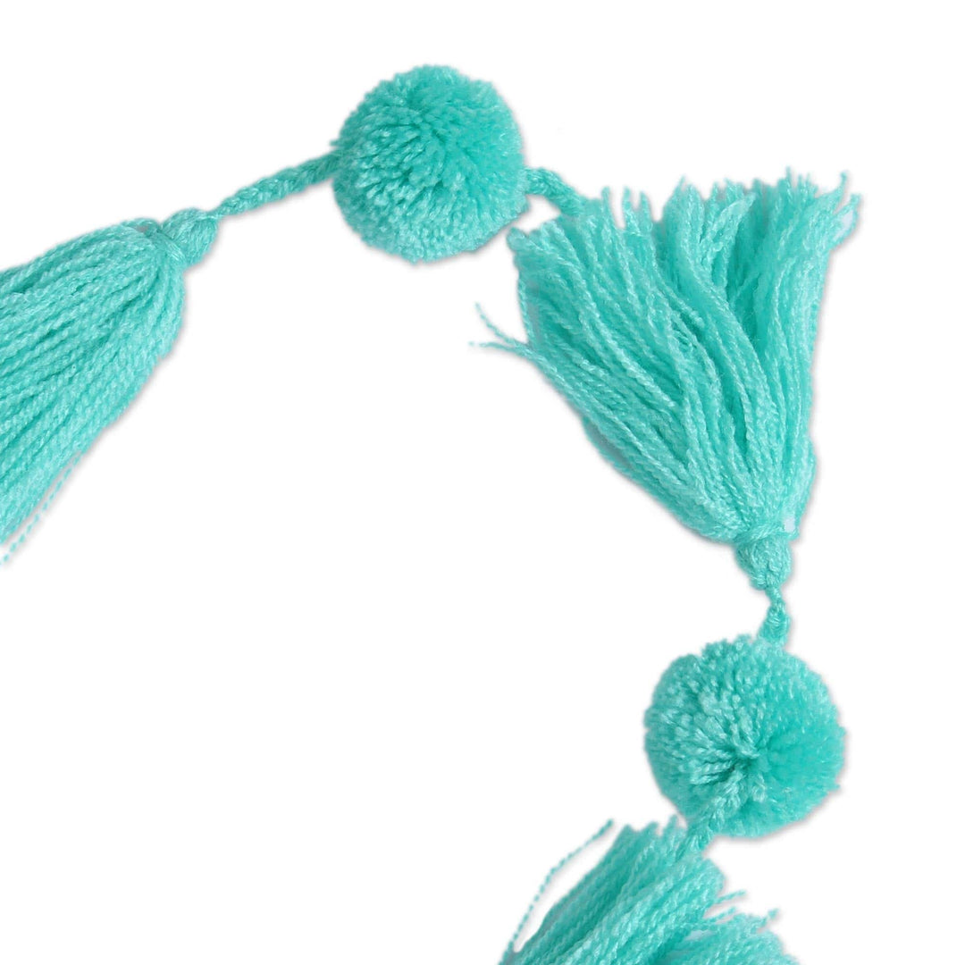 Handcrafted Sea Green Pompom and Tassel Cotton Garland - Spread the Joy in Sea Green