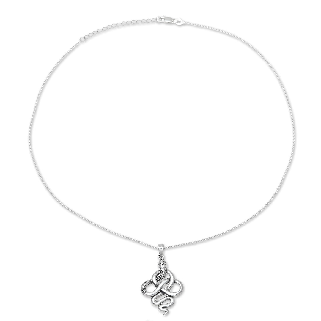 Handcrafted Sterling Silver Snake Pendant Necklace - Sensational Serpent