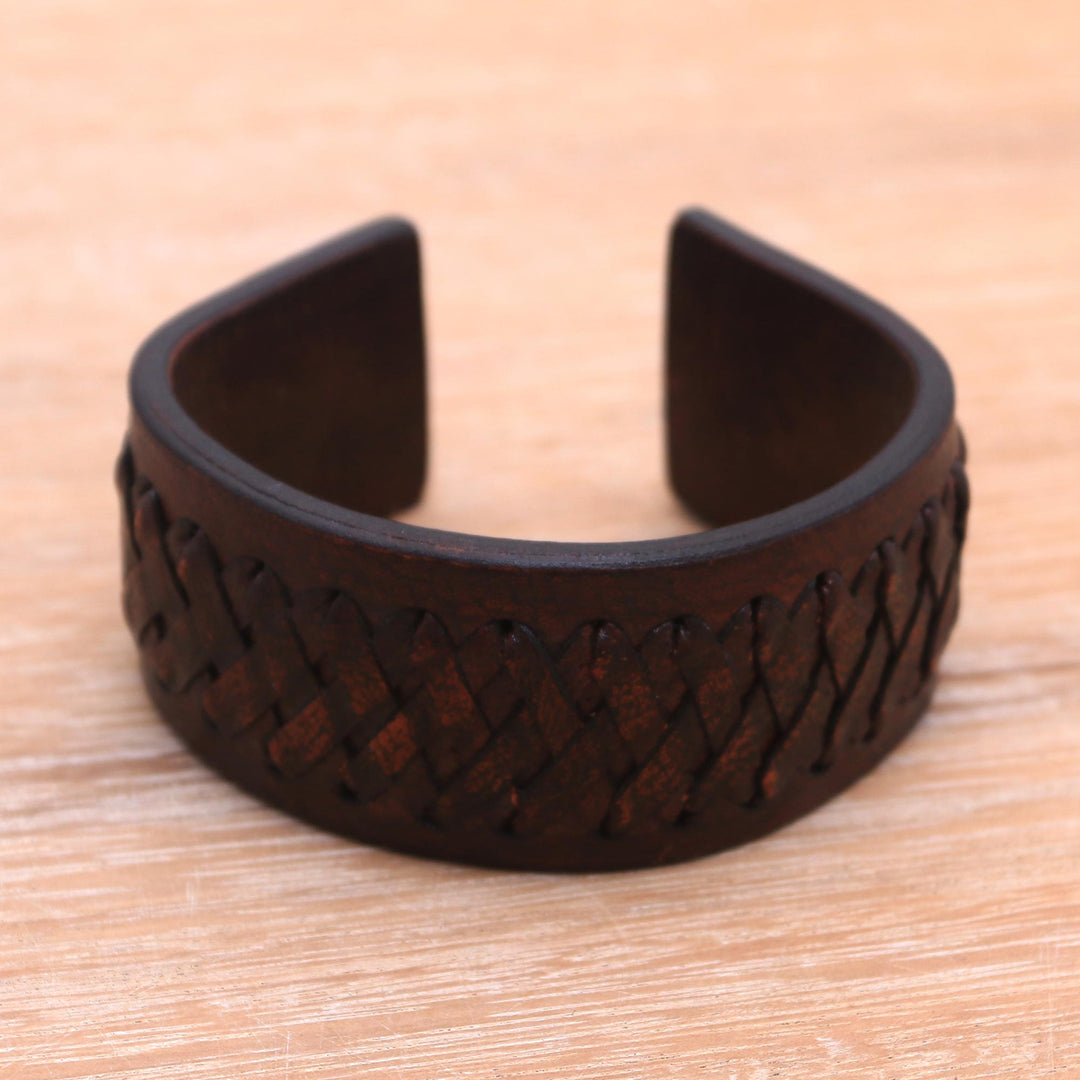 Handcrafted Leather Cuff Bracelet from Bali - Bali Legend
