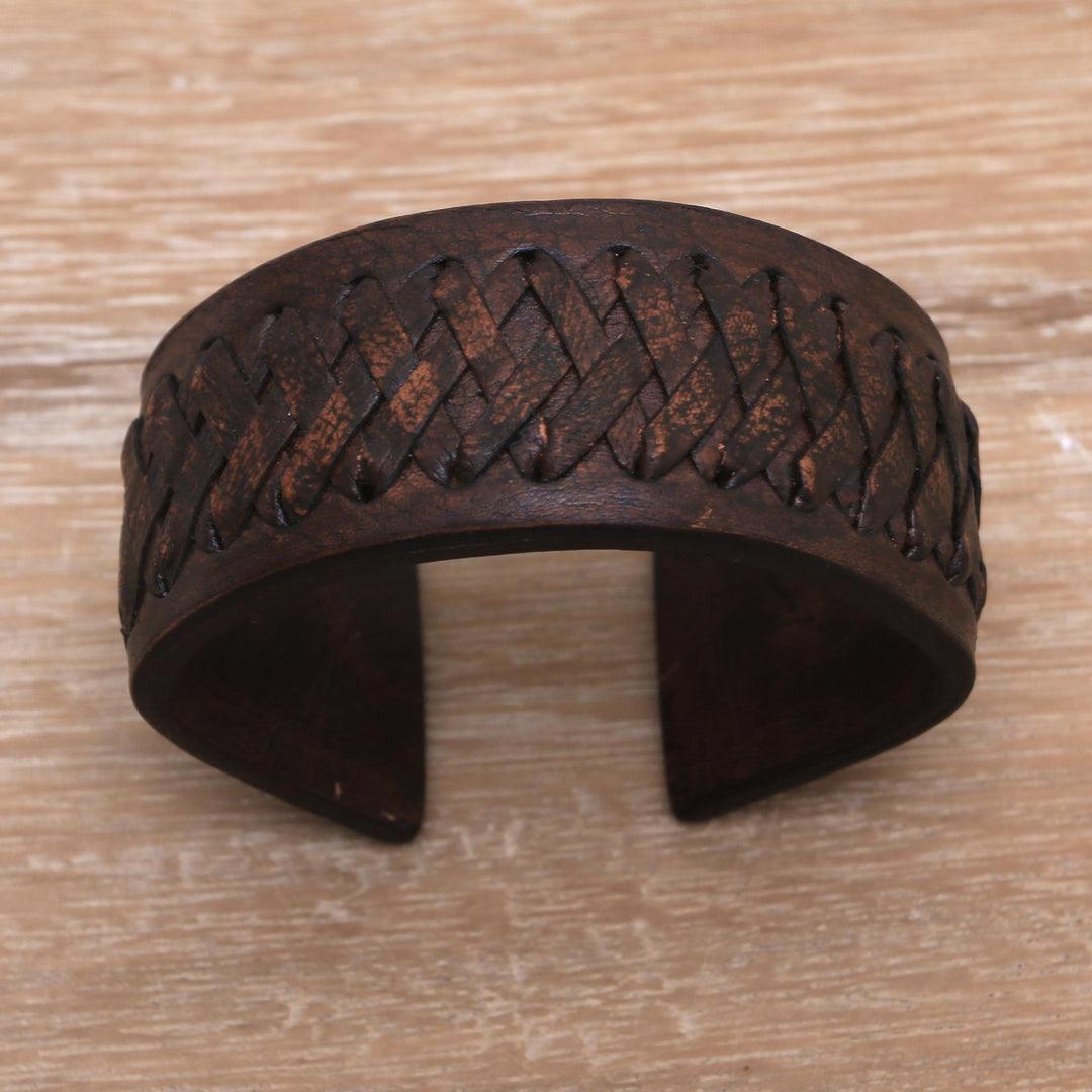 Handcrafted Leather Cuff Bracelet from Bali - Bali Legend