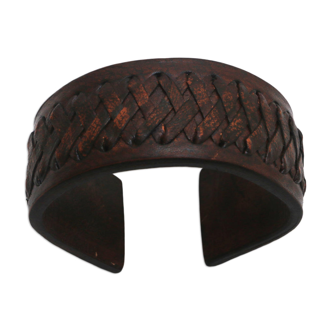 Handcrafted Leather Cuff Bracelet from Bali - Bali Legend
