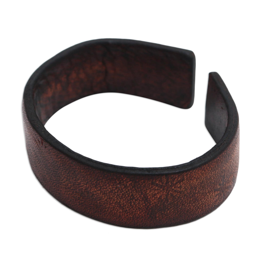 Handmade Leather Cuff Bracelet with Star Engraving from Bali - Hidden Stars