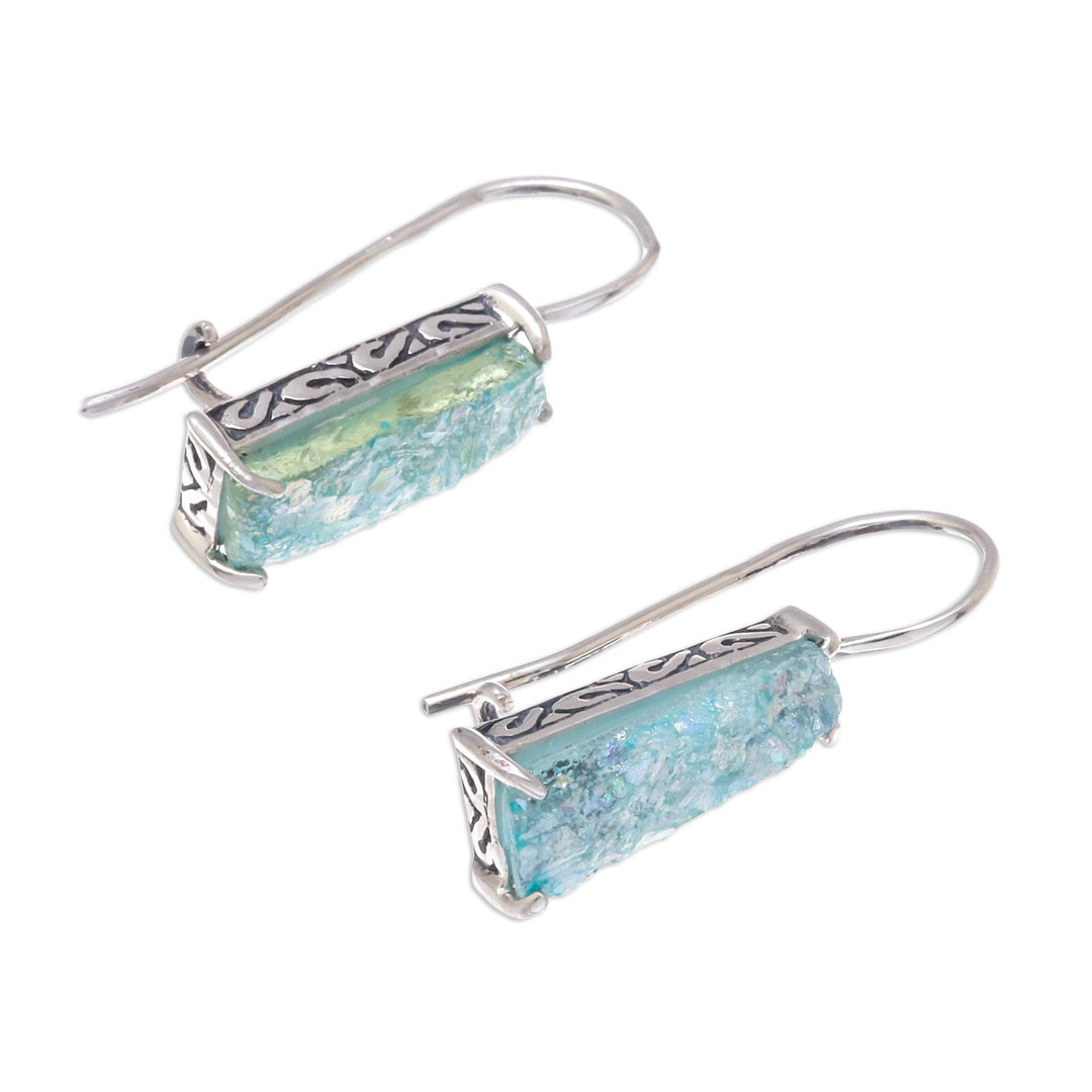 Handcrafted Roman Glass Drop Earrings from Thailand - Roman Towers