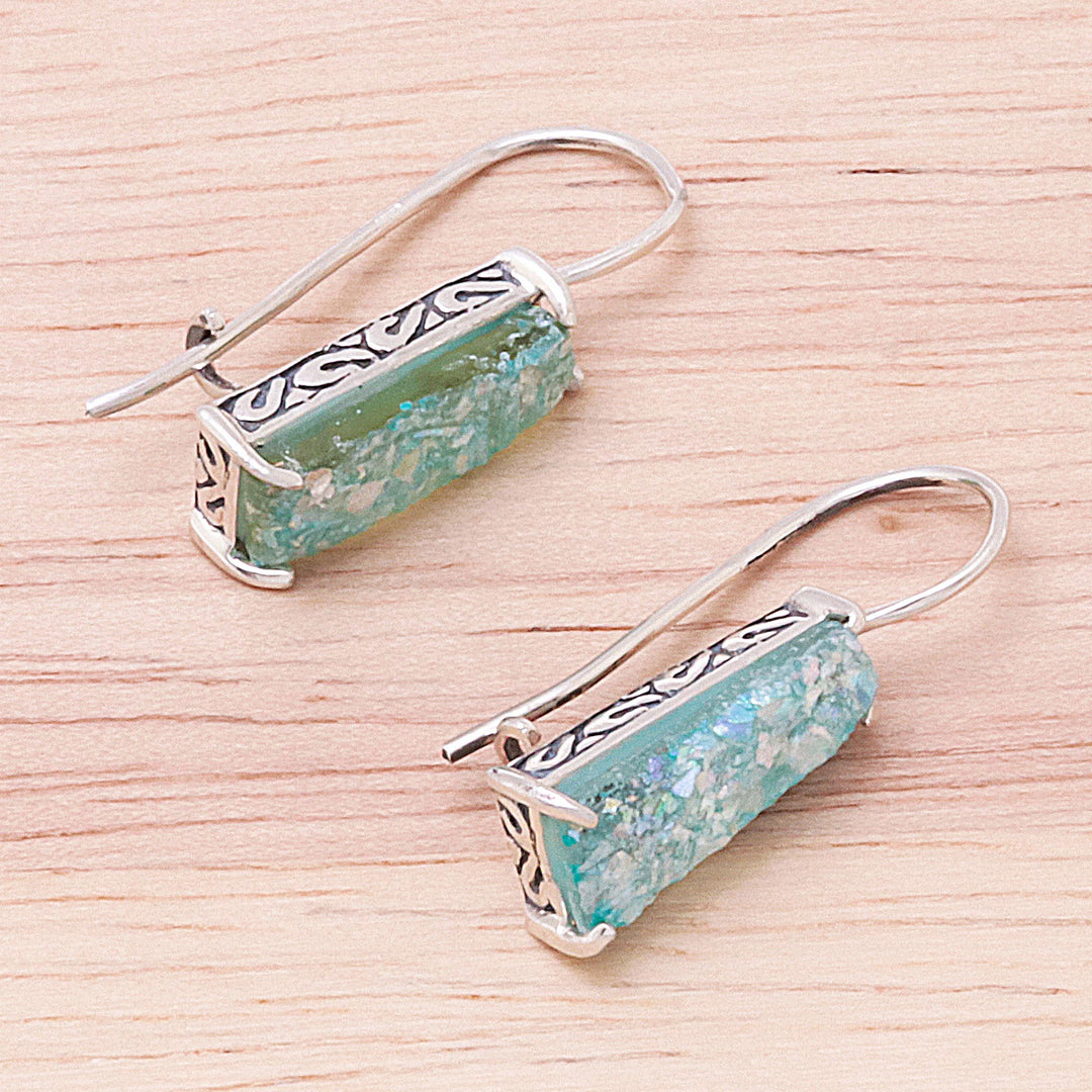 Handcrafted Roman Glass Drop Earrings from Thailand - Roman Towers