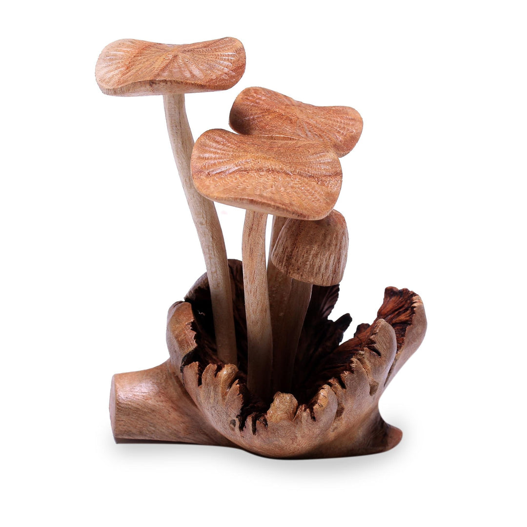 Jempinis and Benalu Wood Mushroom Figurine (4.5 in.) - Majestic Mushroom